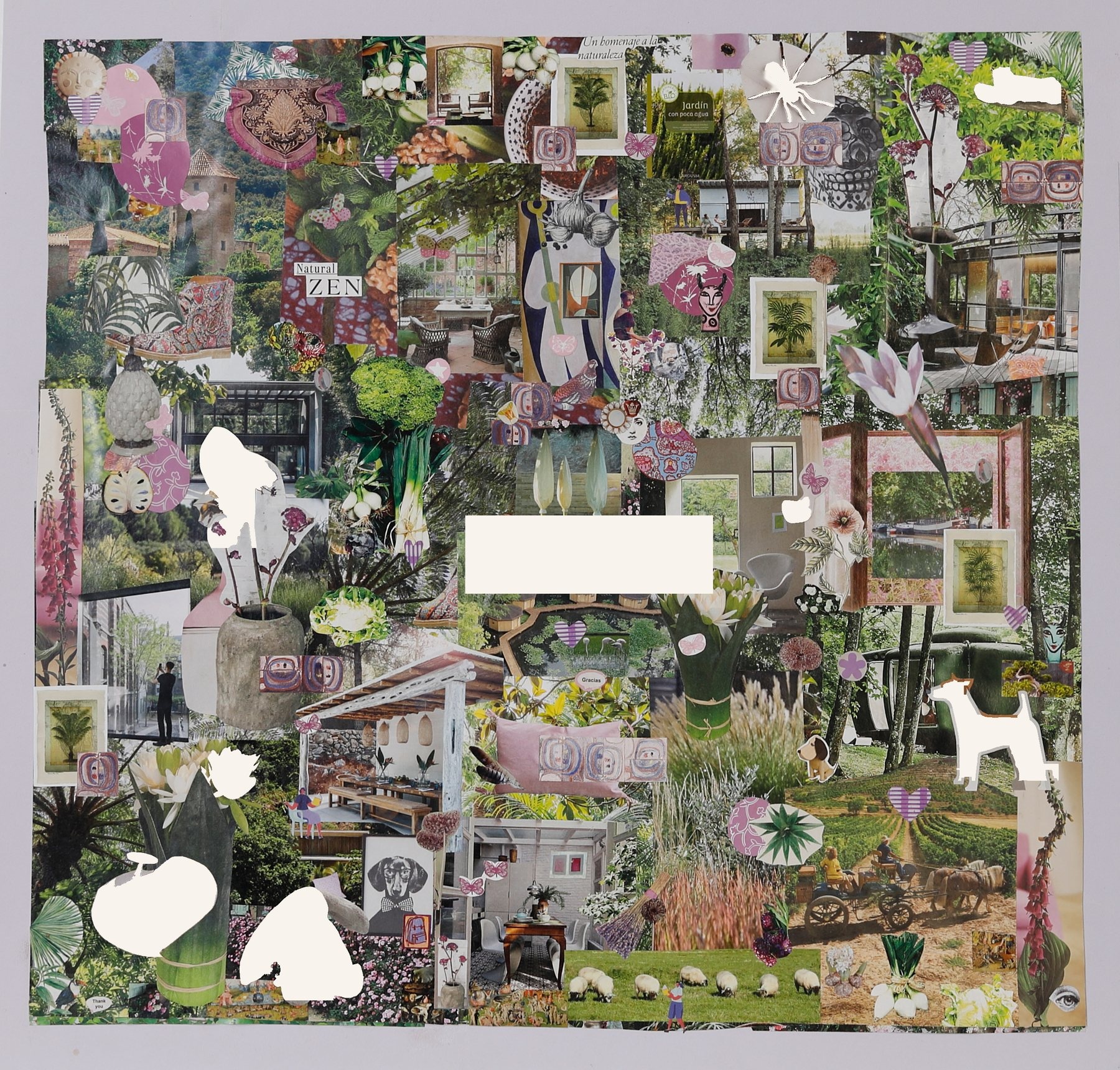 Collage de Laurette, obra central de la exposición Nuestro corazón también es verde